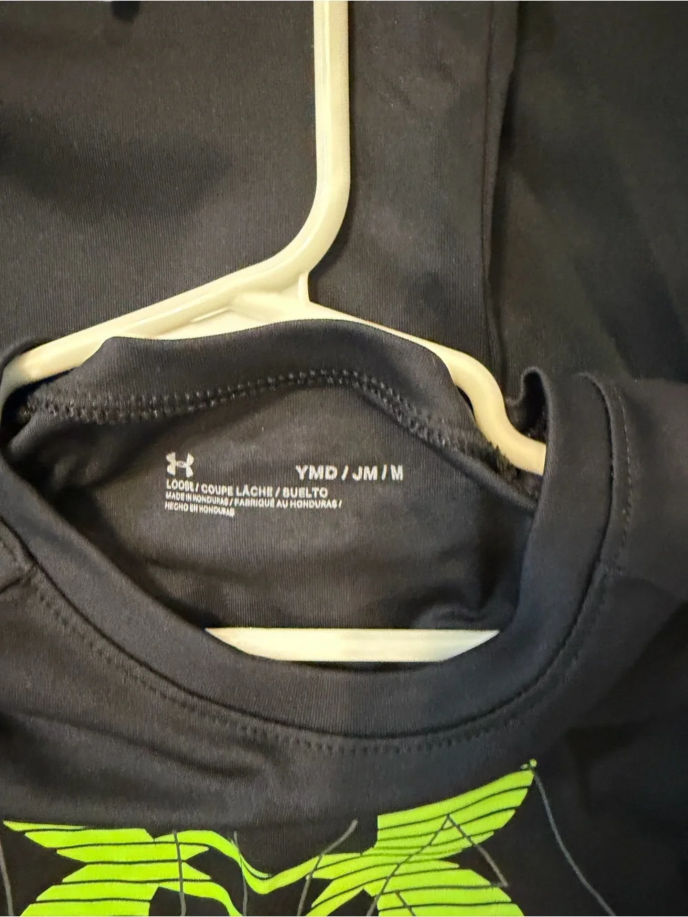 Under Armour Black Kids' Short-Sleeve Tees with Neon Green & Red Logos